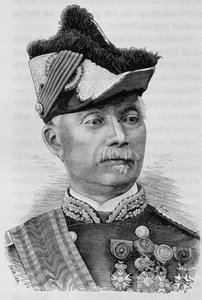 Portret van Generaal Pourcet. 19e-eeuwse gravure.