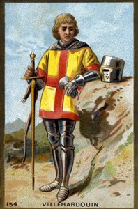 Portret van Geoffroi de Villehardouin (1150 - 1213). Chromolithografie van het einde van de 19e eeuw