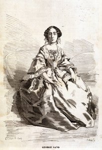 Portret van George Sand (Aurore Dupin, Barones Dudevant) (1804-1876)