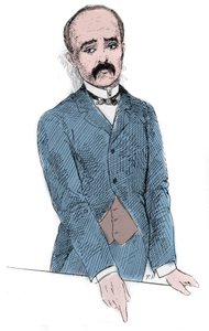 Portret van Georges Benjamin Clemenceau (1841-1929) Franse politicus tijdens de discussies over de kwestie Tonkin en Frankrijk. Gravure in 
