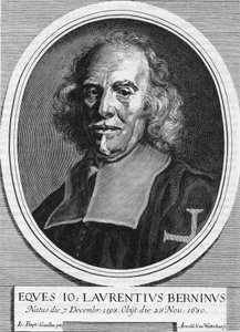 Portret van Gian Lorenzo Bernini bekend als De Bernini (1598-1680), Italiaanse beeldhouwer, schilder en architect. Gravure door Arnold Van Westerhout uit 1682.