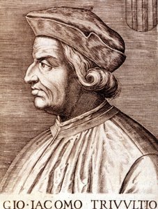 Portret van Giangiacomo Trivulzio (Maarschalk Trivulce) Markies van Vigevano in het Frans Trivulce. Maarschalk van Frankrijk (1448 tot 1518). Gravure van de 17e eeuw door Unknown artist