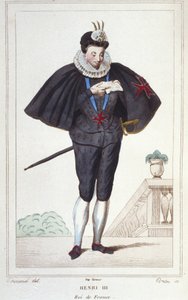 Portret van Hendrik III (1551 - 1589), koning van Frankrijk. Gravure uit 1830 door Unknown artist