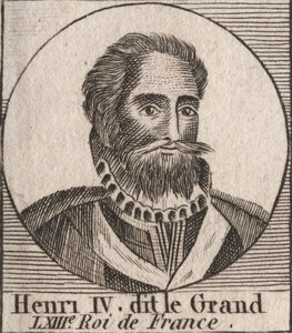 Portret van Hendrik IV (1553-1610), koning van Frankrijk - gravure uit 