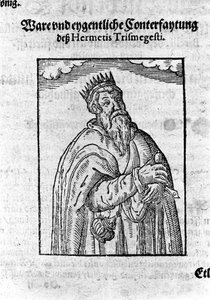 Portret van Hermes Trimegiste (Trismegistus), astroloog. Gravure uit 