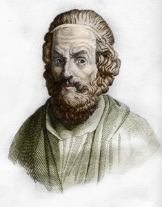 Portret van Homerus (9e eeuw v.Chr.) Griekse dichter. in oude geschiedenis van Rollin. 1829