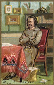Portret van Honoré de Balzac (1799-1850), Franse schrijver. 19e eeuw chromolithografie door Unknown artist
