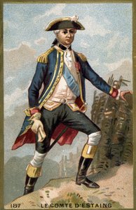 Portret van Jean Baptiste, Graaf van Estaing (1729-1794), Franse admiraal. Chromolithografie 19e eeuw.