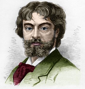 Portret van Jean Sully Mounet, bekend als Mounet-Sully (1841-1916), Franse komiek, lid van de Comédie Française. Gravure in 