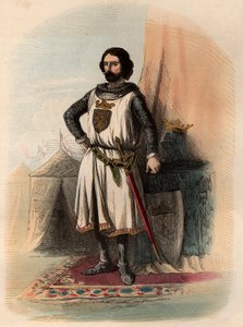 Portret van Jan (Johann) I van Brabant, bekend als de Overwinnaar (1253-1294), was hertog van Brabant van 1267-1294 en hertog van Limburg van 1288-1294. Gravure uit 1868 in 