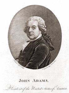 Portret van John Adams (1735 - 1826), 2e president van de Verenigde Staten (1797 - 1801). Gravure 19e eeuw.