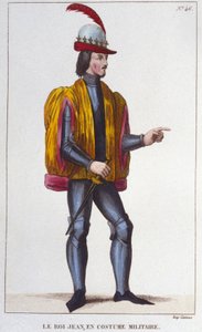 Portret van Jan II de Goede in militair kostuum (1319 - 1364), Koning van Frankrijk gravure uit 1830 door Unknown artist