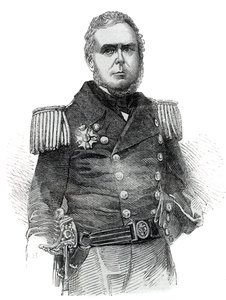 Portret van John Pascoe Grenfell (1800-1869) marineofficier en diplomaat van het Keizerrijk Brazilië - Gravure 1852
