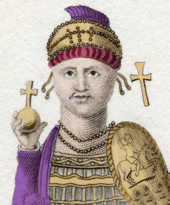 Portret van Justinianus I (De Grote) (Flavius Petrus Sabbatius Justinianus). 482 - 565. Romeins keizer van het Oosten