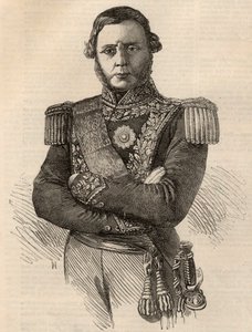 Portret van Justo Jose de Urquiza y Garcia (1801-1870), Argentijnse generaal en politicus, gravure 1852 door Unknown artist