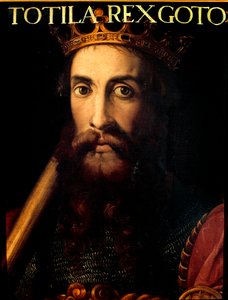 Portret van koning Ostrogoth Totila of Baduila. schilderij.