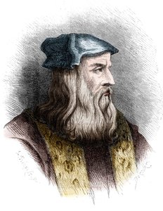 Portret van Leonardo da Vinci (1452-1519), Italiaanse schilder. door Unknown artist
