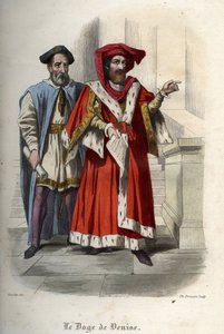 Portret van Leonardo Loredan (Loredano) (1436-1521), doge van de Republiek Venetië. Gravure uit 1842 in 