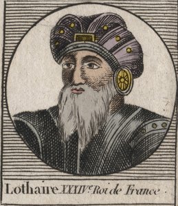Portret van Lothaire (941-986), koning van de Franken - Lothair (941-986) koning van Frankrijk - gravure uit "Instructie over de geschiedenis van Frankrijk" door Charles Constant Le Tellier 1821 door Unknown artist
