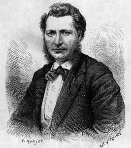 Portret van Louis Riel (1844-1885), Canadese politicus en verdediger van het Métis-volk. Gravure in 
