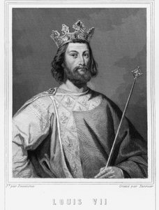 Portret van Lodewijk VII de Jonge, koning van Frankrijk - in "Histoire des Français" door Lavallée, gravure, sd door Unknown artist