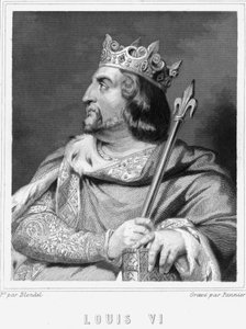 Portret van Lodewijk VI de Dikke (1081-1137), Koning van Frankrijk - in "Histoire des Français" door Lavallée, gravure, sd.