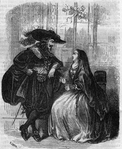 Portret van Lodewijk XIII (1601-1643) koning van Frankrijk en Mademoiselle de Lafayette - Gravure uit de 19e eeuw door Unknown artist