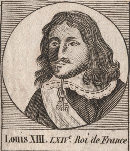 Portret van Lodewijk XIII de Rechtvaardige (1601-1643) koning van Frankrijk - Lodewijk XIII, koning van Frankrijk van 1610 tot 1643 - gravure uit 