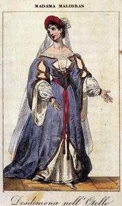 Portret van Maria Garcia, genaamd de Malibran (1808-1836), zangeres in de rol van Desdemona voor 