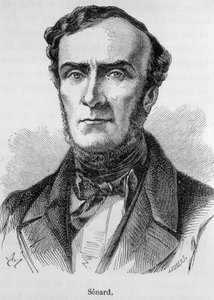 Portret van Marie Antoine Jules Senard, lid van de Parijse balie, voormalig voorzitter van de Nationale Vergadering en voormalig minister van Binnenlandse Zaken. Hij verdedigde Gustave Flaubert tijdens het proces na de publicatie van Madame Bovary. Gravure door Unknown artist