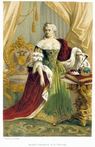 Portret van Marie Therese van Oostenrijk (1717-1780). Chromolithografie uit de 19e eeuw door Unknown artist