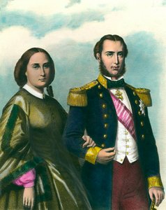 Portret van Maximiliaan I (1832-1867) Keizer van Mexico en zijn vrouw Charlotte van België (1840-1927). 19e-eeuwse illustratie. Privécollectie door Unknown artist