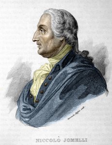 Portret van Niccolo Jomdelli Italiaanse componist 10 september 1714 (Aversa) - 25 augustus 1774 (Napels) gravure 19e eeuw door Unknown artist