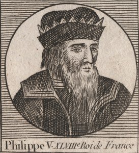 Portret van Filips V de Lange (1294 - 1322), Koning van Frankrijk (gravure uit 