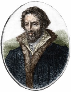 Portret van Philipp Melanchton (Melanchthon) (1497 - 1560), Duitse religieuze hervormer. Gravure uit de 19e eeuw