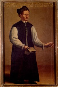 Portret van Pietro Aaron (Aron) (1489-1545), theoreticus van de Italiaanse muziek. Anoniem schilderij. 16e eeuw. Bologna, Civico museo Bibliografico door Unknown artist