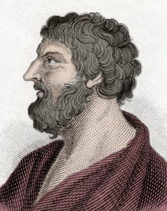 Portret van Pittacos van Mytilene, Griekse staatsman (650-570 v.Chr.) (gravure) door Unknown artist