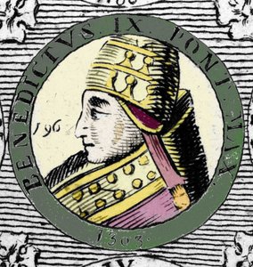 Portret van Paus Benedictus IX. Gravure uit de 19e eeuw door Unknown artist