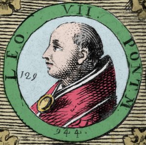 Portret van paus Leo VII paus van 936 tot 939.