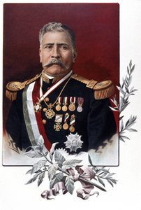 Portret van Porfirio Diaz, Mexicaanse generaal en staatsman