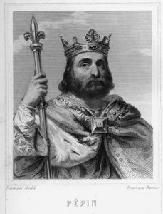 Portret van Pepijn de Korte (ca. 714 - 768), Koning van de Franken, eerste van de Karolingen - in 