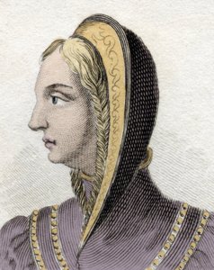Portret van koningin Isabella van Castilië (Isabella 1e de Katholieke) (1451-1504). Gravure uit de 19e eeuw. door Unknown artist