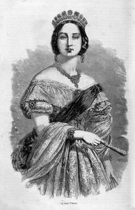 Portret van jonge koningin Victoria - gravure, midden 19e eeuw