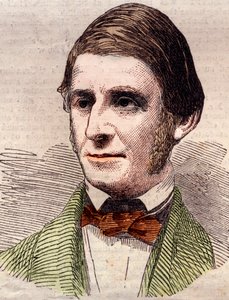 Portret van Ralph Waldo Emerson (1803-1882), essayist, filosoof, Amerikaanse dichter. Gravure in 