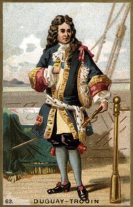 Portret van René Duguay Trouin (Duguay-Trouin) (René Trouin du Gué genaamd) (1673-1736), Franse zeeman. Chromolithografie van de 19e eeuw door Unknown artist