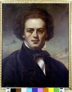 Portret van Robert Schumann, Duitse componist. Anoniem schilderij rond 1840. Museo Teatrale alla Scala door Unknown artist