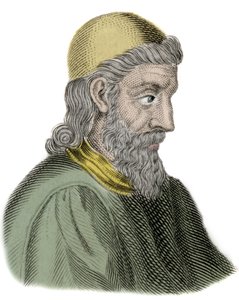 Portret van Sint Beda de Eerbiedwaardige (Beda Venerabilis) (672-735) Monnik en Kerkleraar - Gravure door Unknown artist