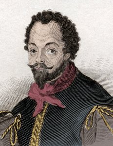 Portret van Sir Francis Drake (1540-1596), Engelse kaper en navigator. Gravure uit de 19e eeuw door Unknown artist