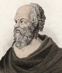Portret van Socrates (470-399 v.Chr.), Griekse filosoof. Gravure uit de 19e eeuw door Unknown artist