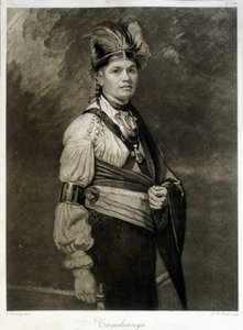 Portret van Tayadaneega (of Thayendanega), leider van de Mohawk-stam (Noord-Amerikaanse Indianengroep, lid van de Iroquois Federatie) door Unknown artist